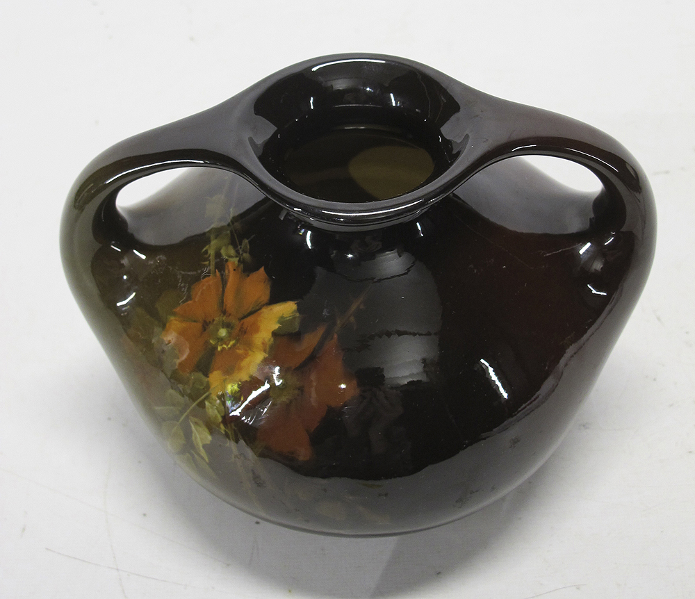 Antique WELLER POTTERY Louwelsa Hand Painted Flower Double Handled Vase