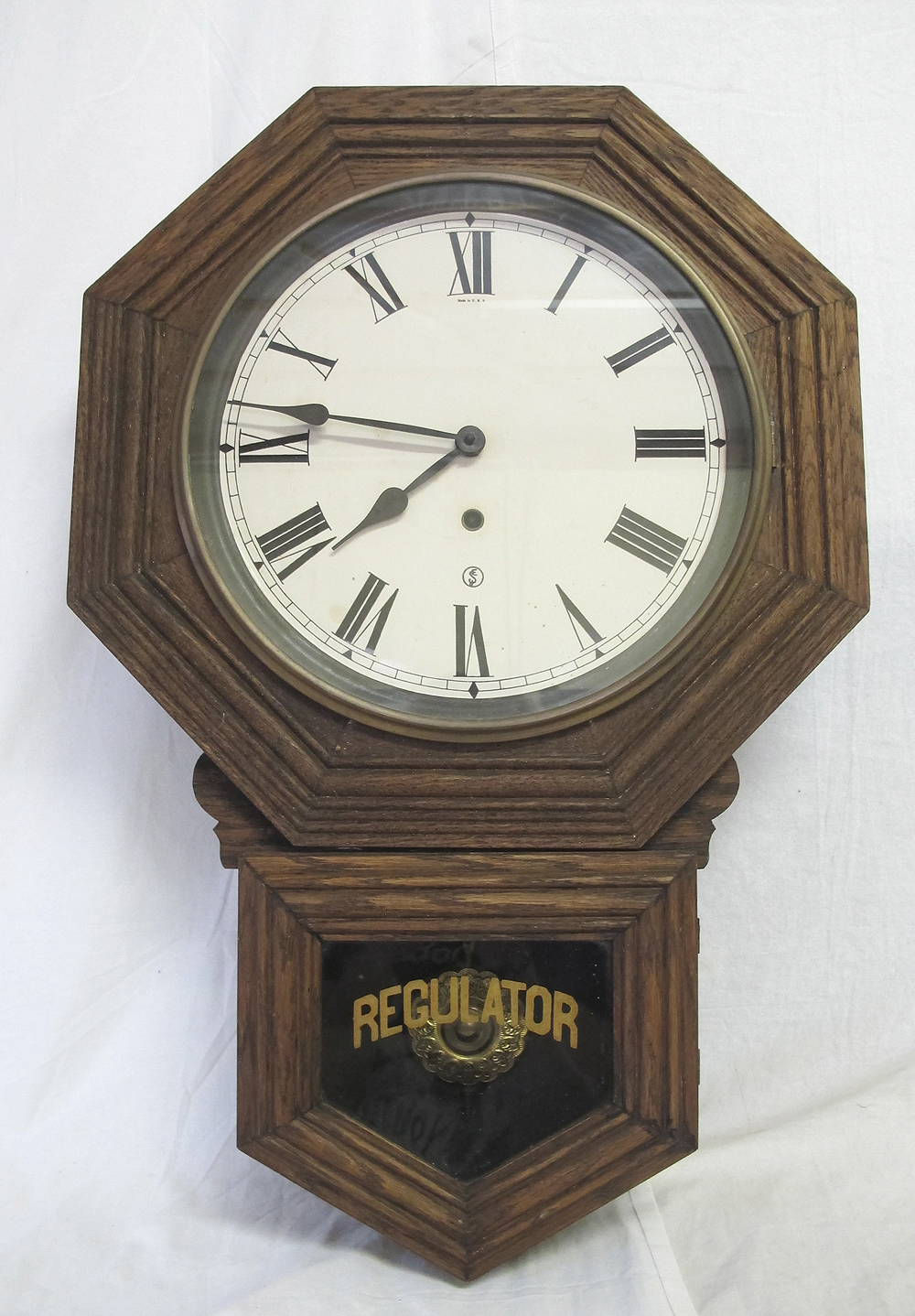 Large Antique Sessions Regulator Pendulum Dark Wood Hanging Wall Clock