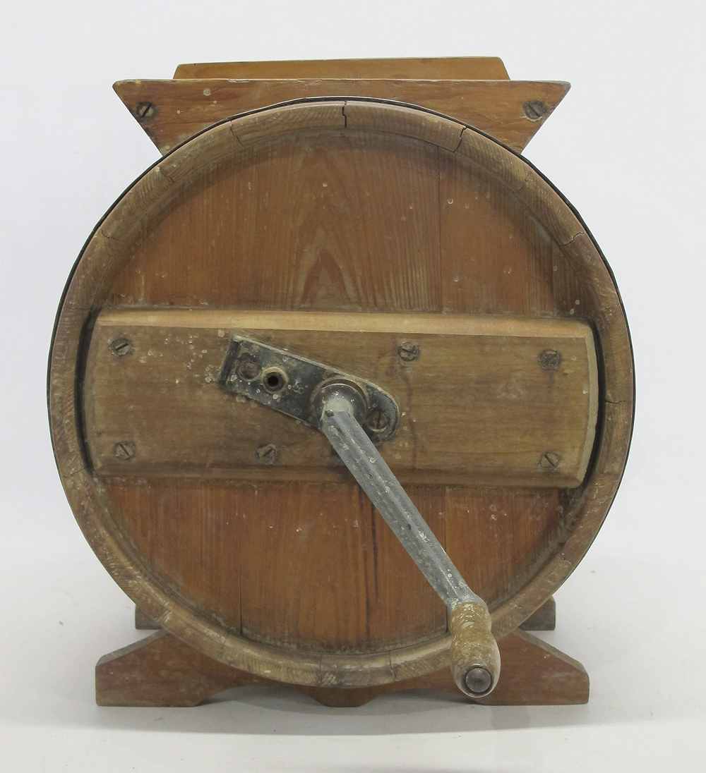 Antique Late 1800's Primitive Wooden Barrel Hand Crank Butter Churn